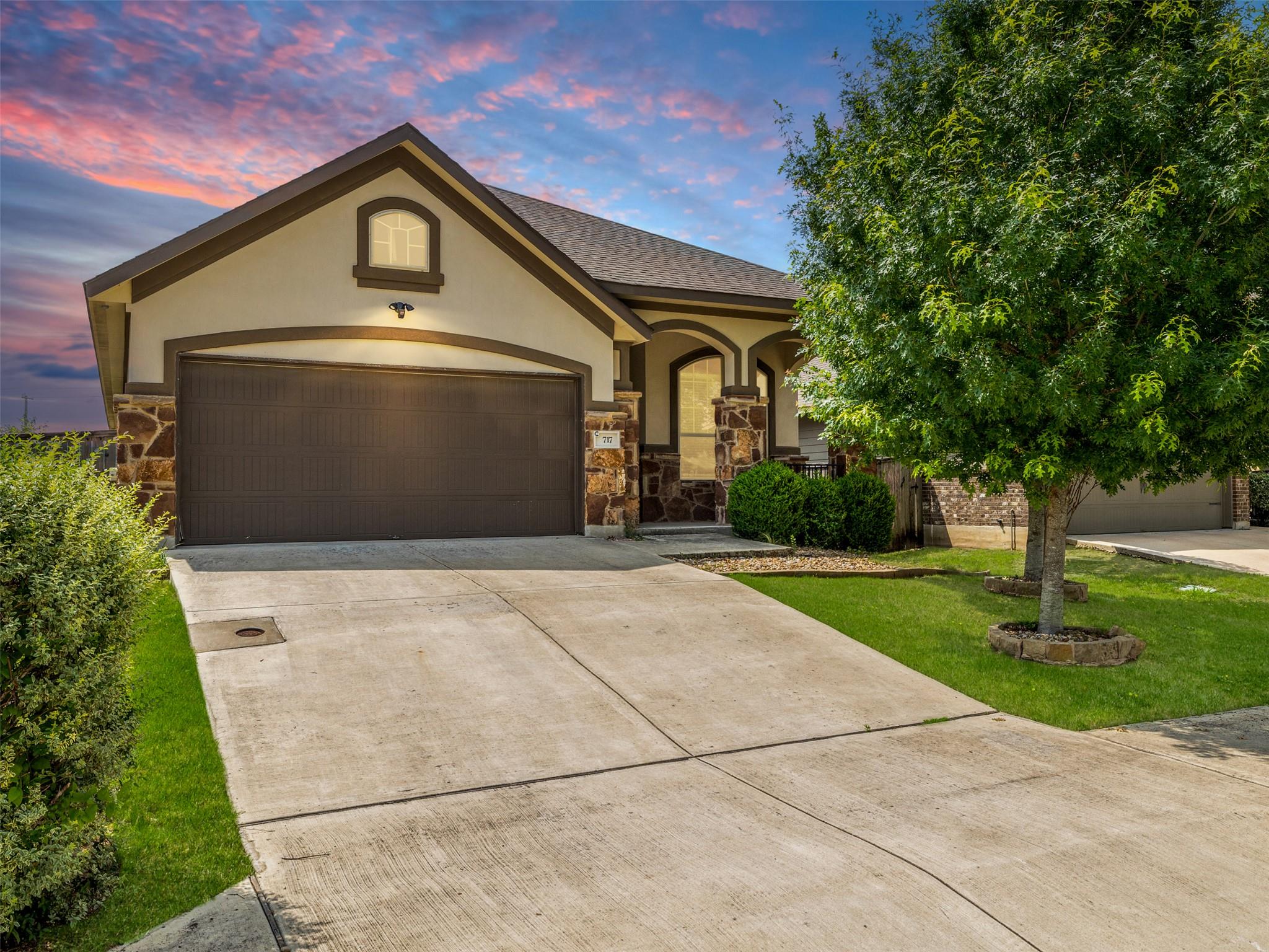 Single-story residence featuring a two-car garage