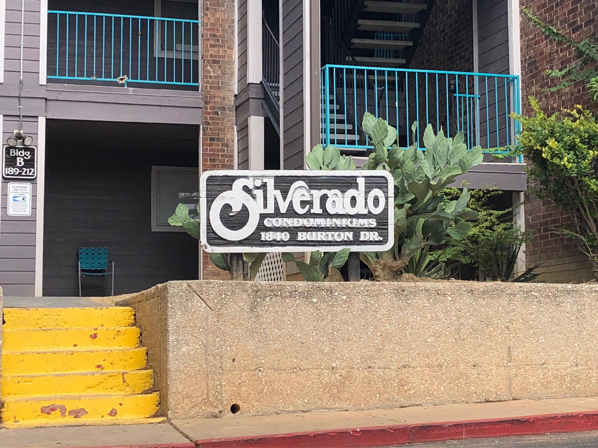 Silverado Condominiums entrance sign with concret