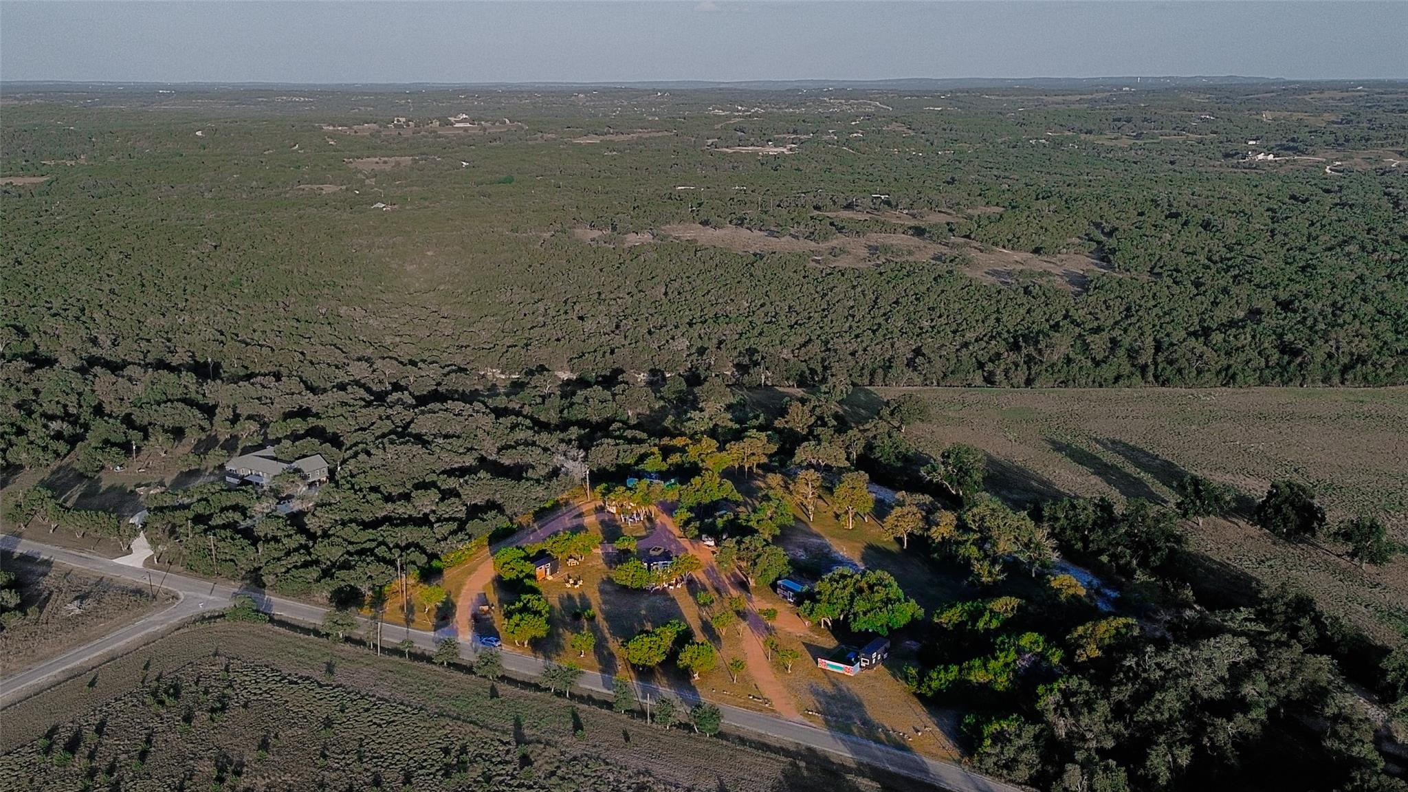 An aerial perspective showcases a sprawling lands