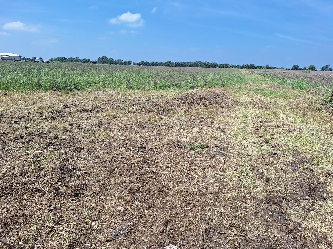 Expansive cleared land area with a visible path