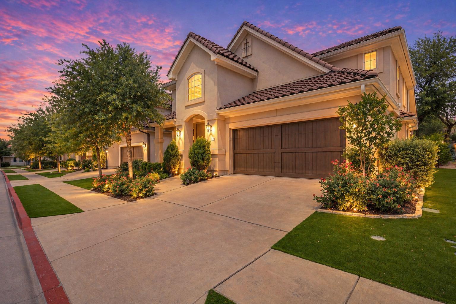 A spacious driveway leads to this multi-level hom