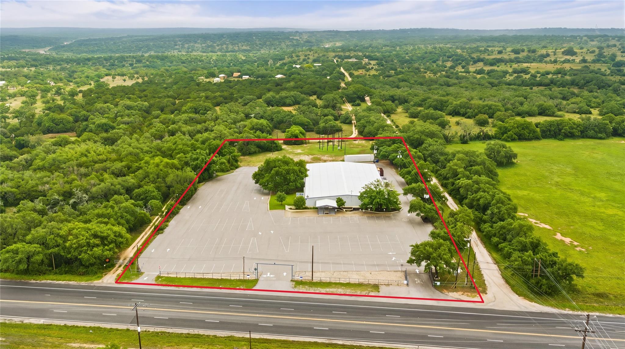 Expansive commercial property featuring a large s