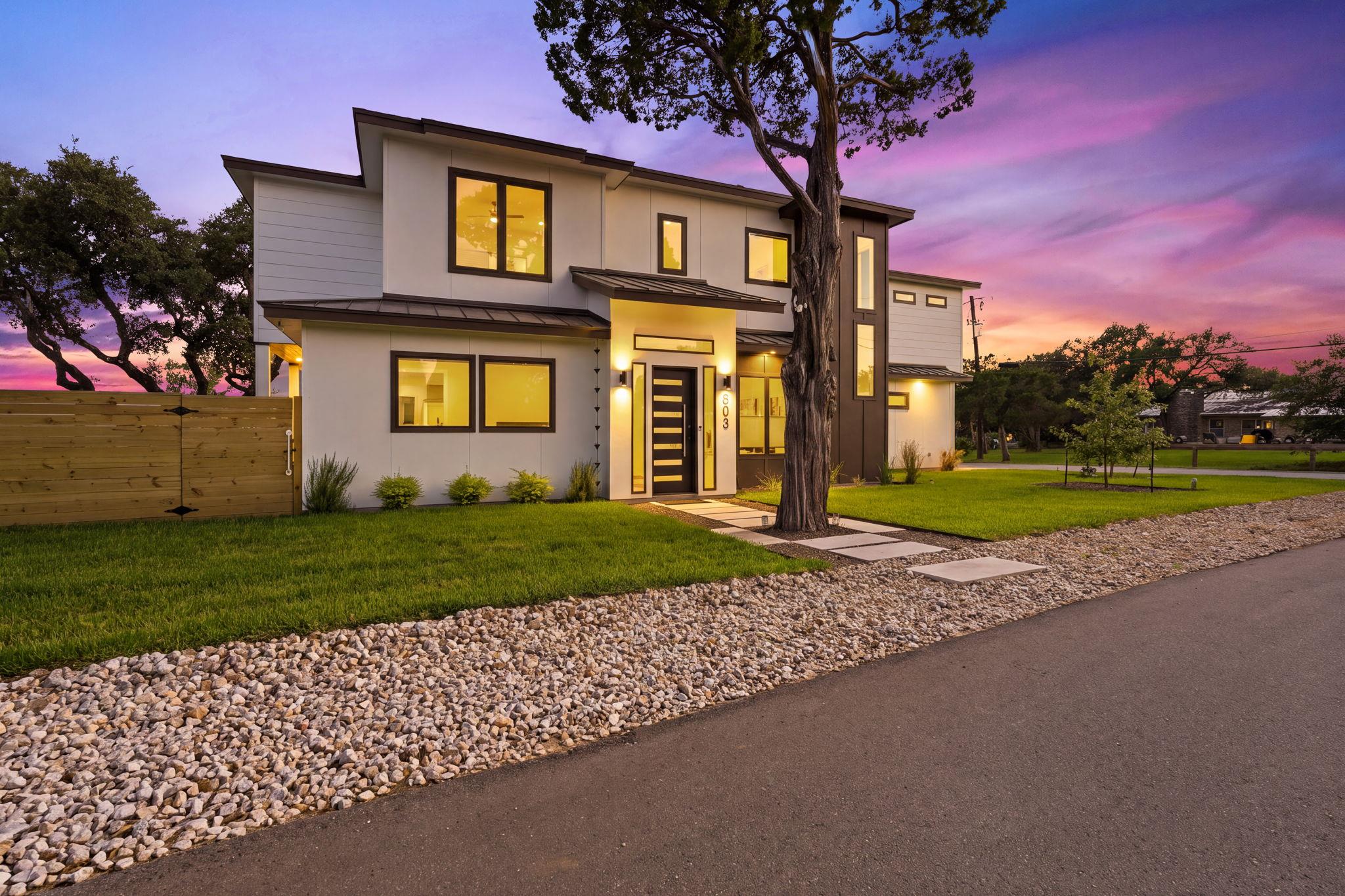 Clean architectural lines define this modern two-