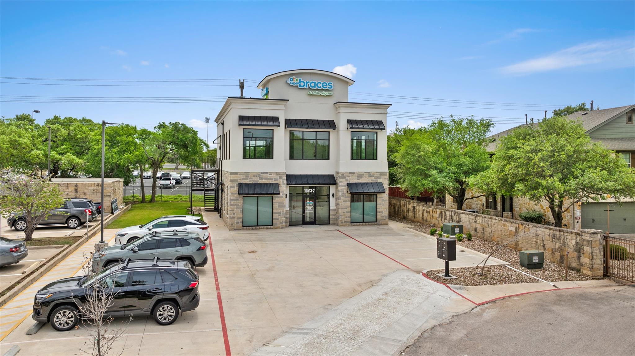Modern two-story commercial building featuring a 