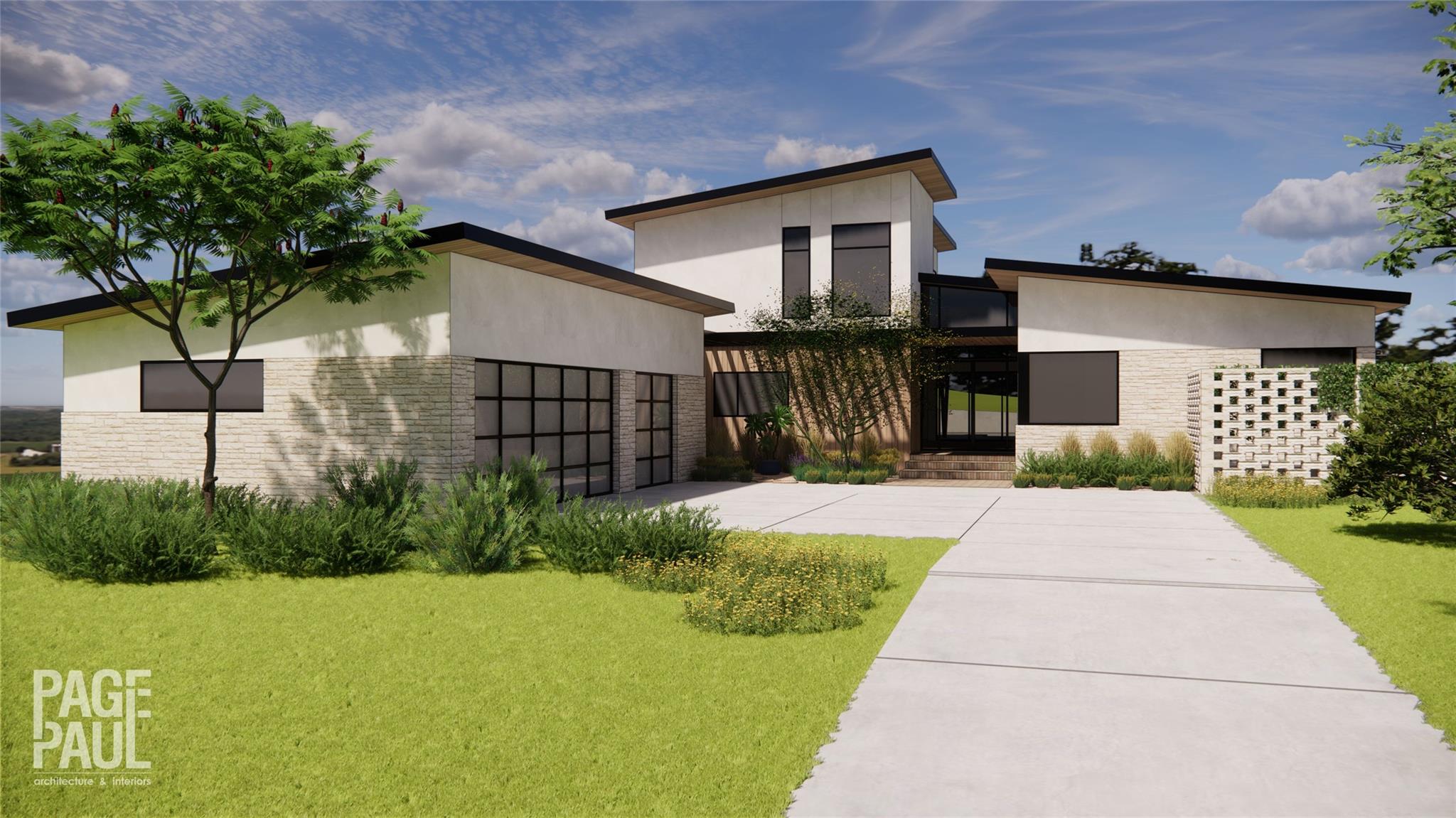 Contemporary exterior featuring a split-level des