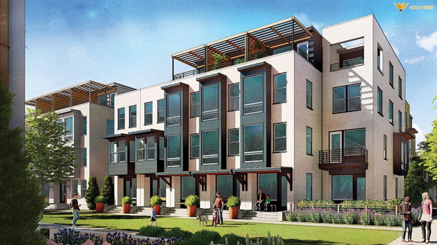 Contemporary townhome-style residences featuring 