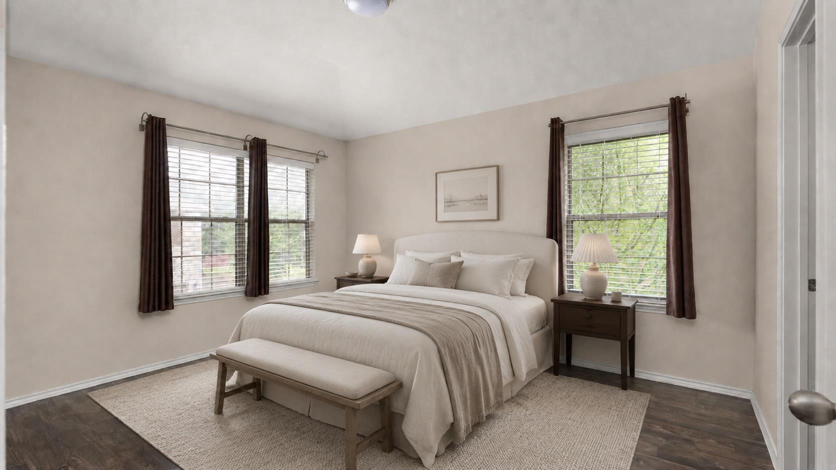 A tranquil bedroom setting, offering ample natura