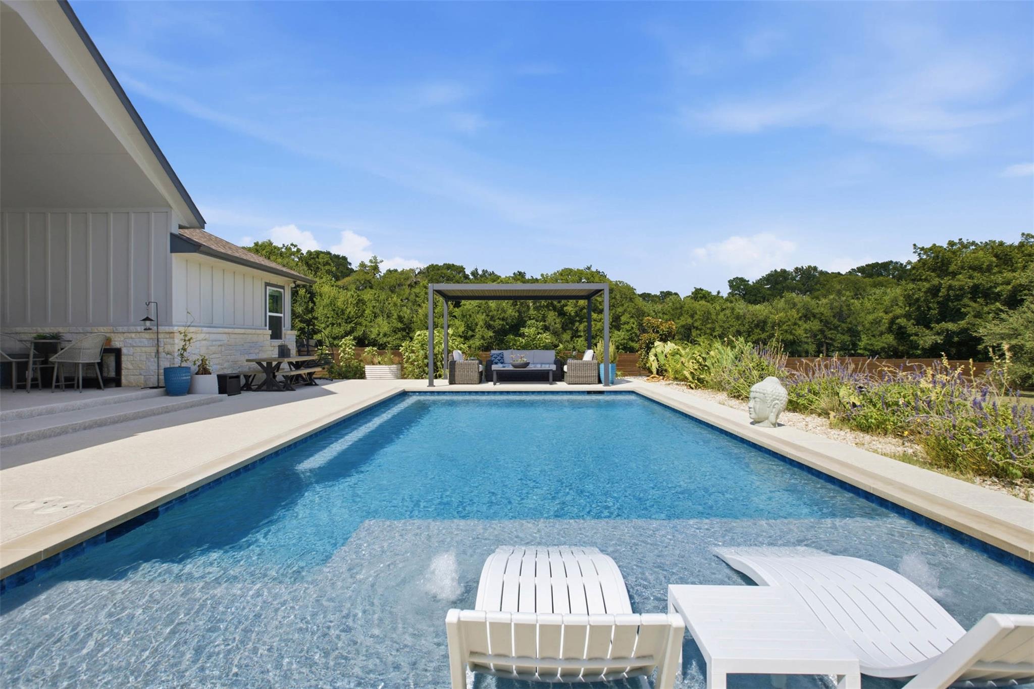 An inviting private pool and outdoor living area 