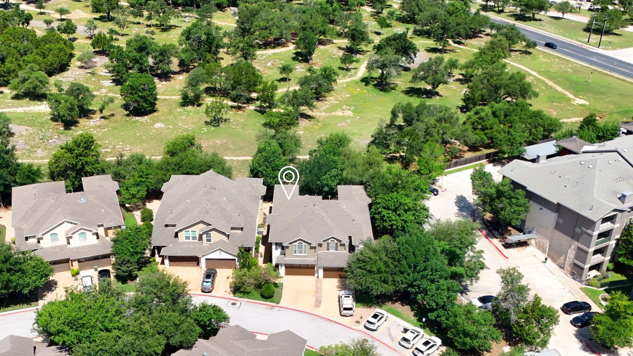 An aerial perspective reveals a harmonious commun
