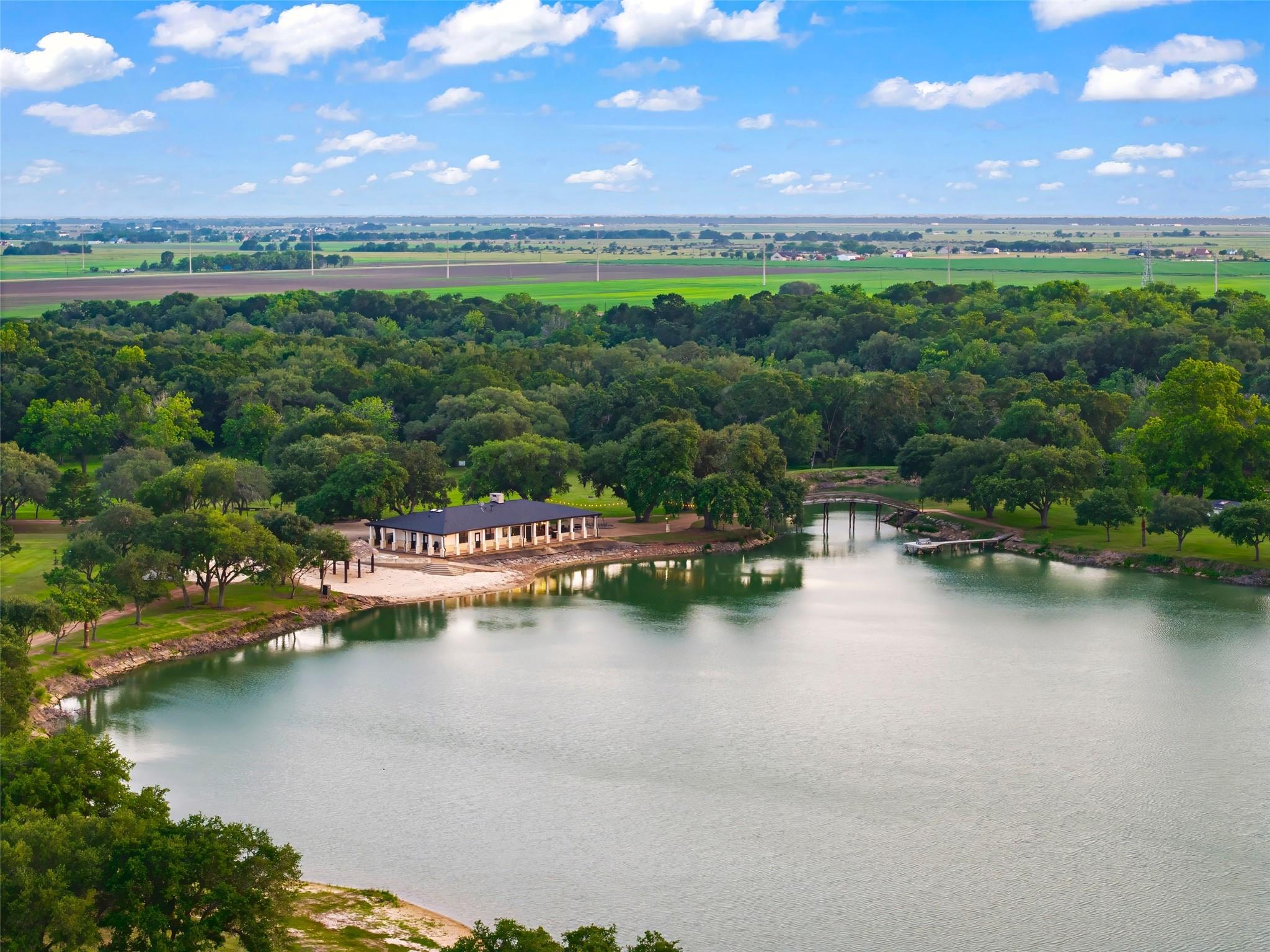 A tranquil lakefront property featuring a stylish