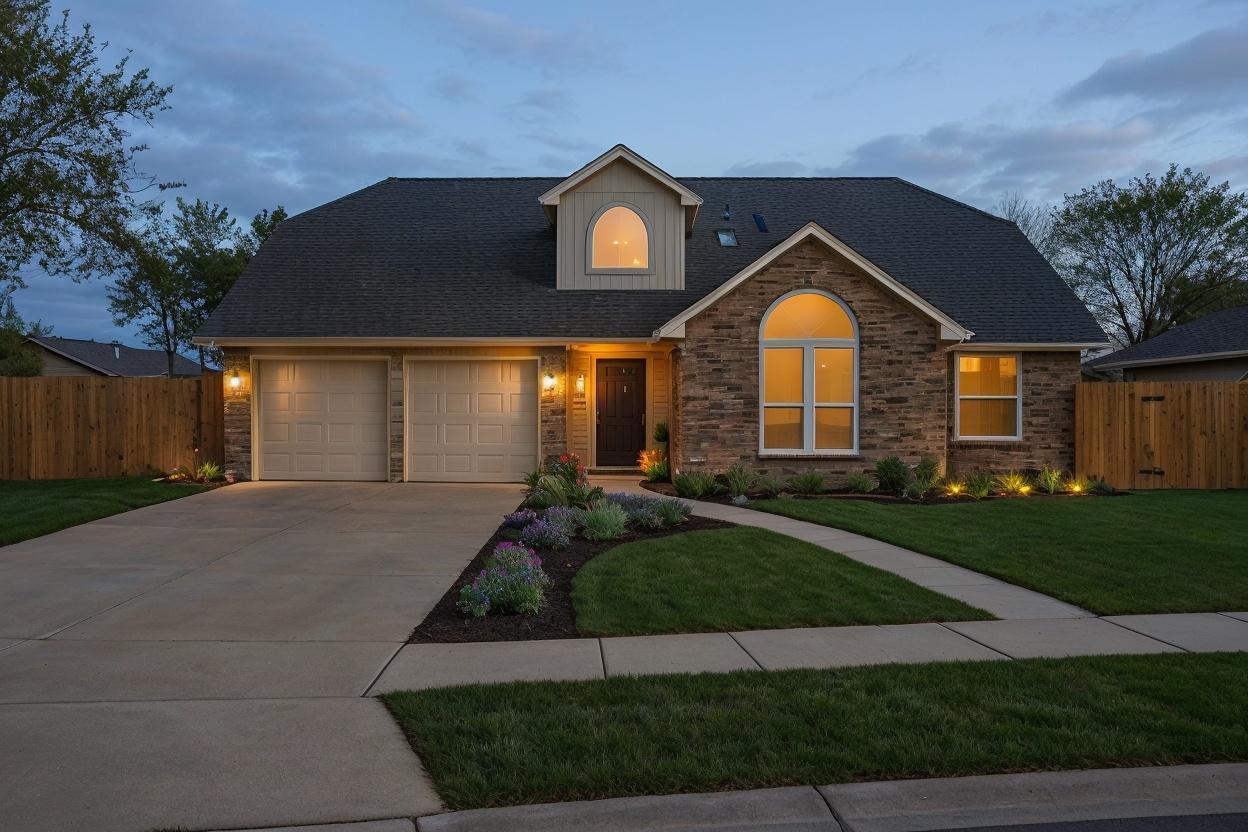 View of front of property featuring driveway, an 