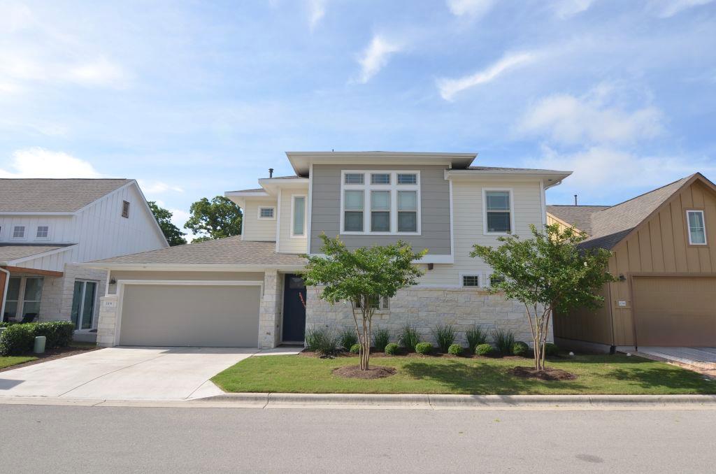 Clean lines and stone accents define this modern 
