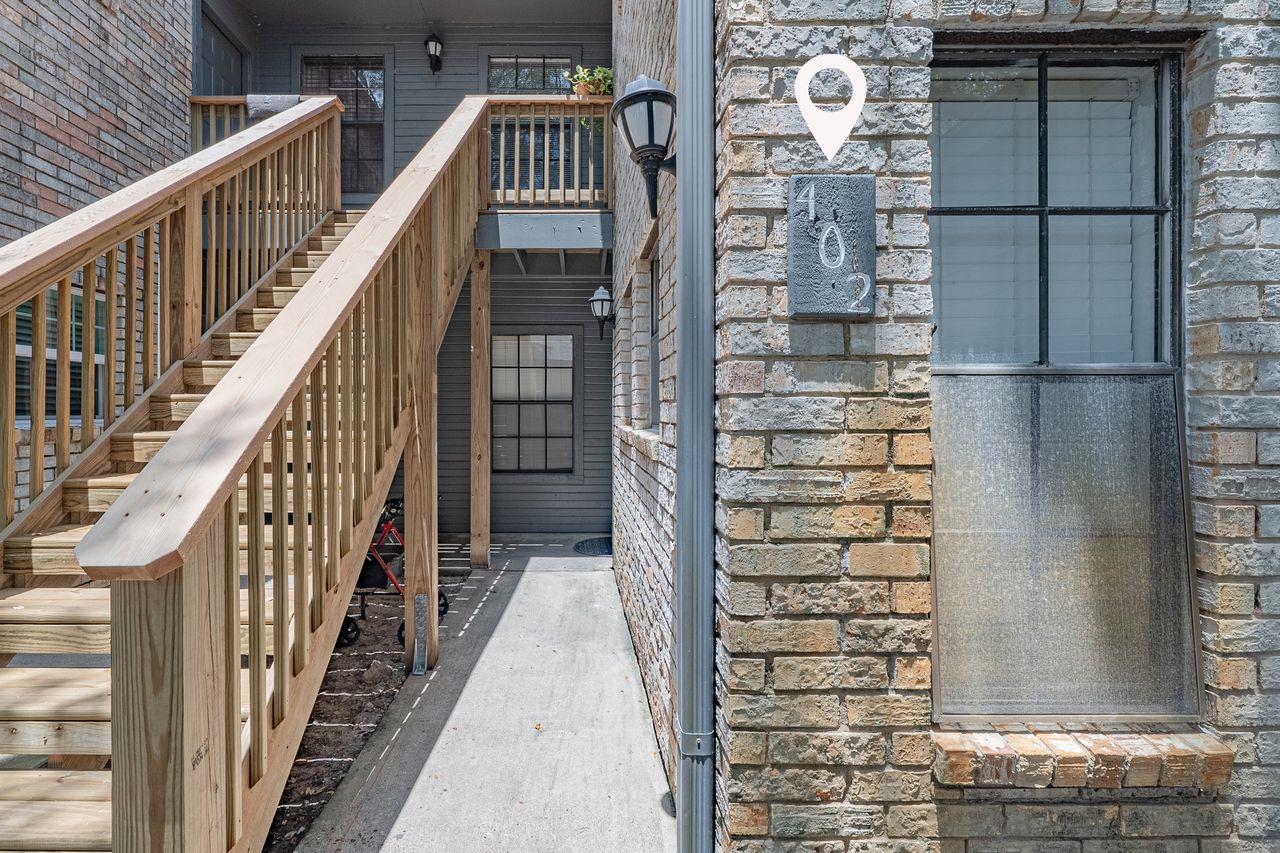 A classic brick exterior blends with sturdy woode