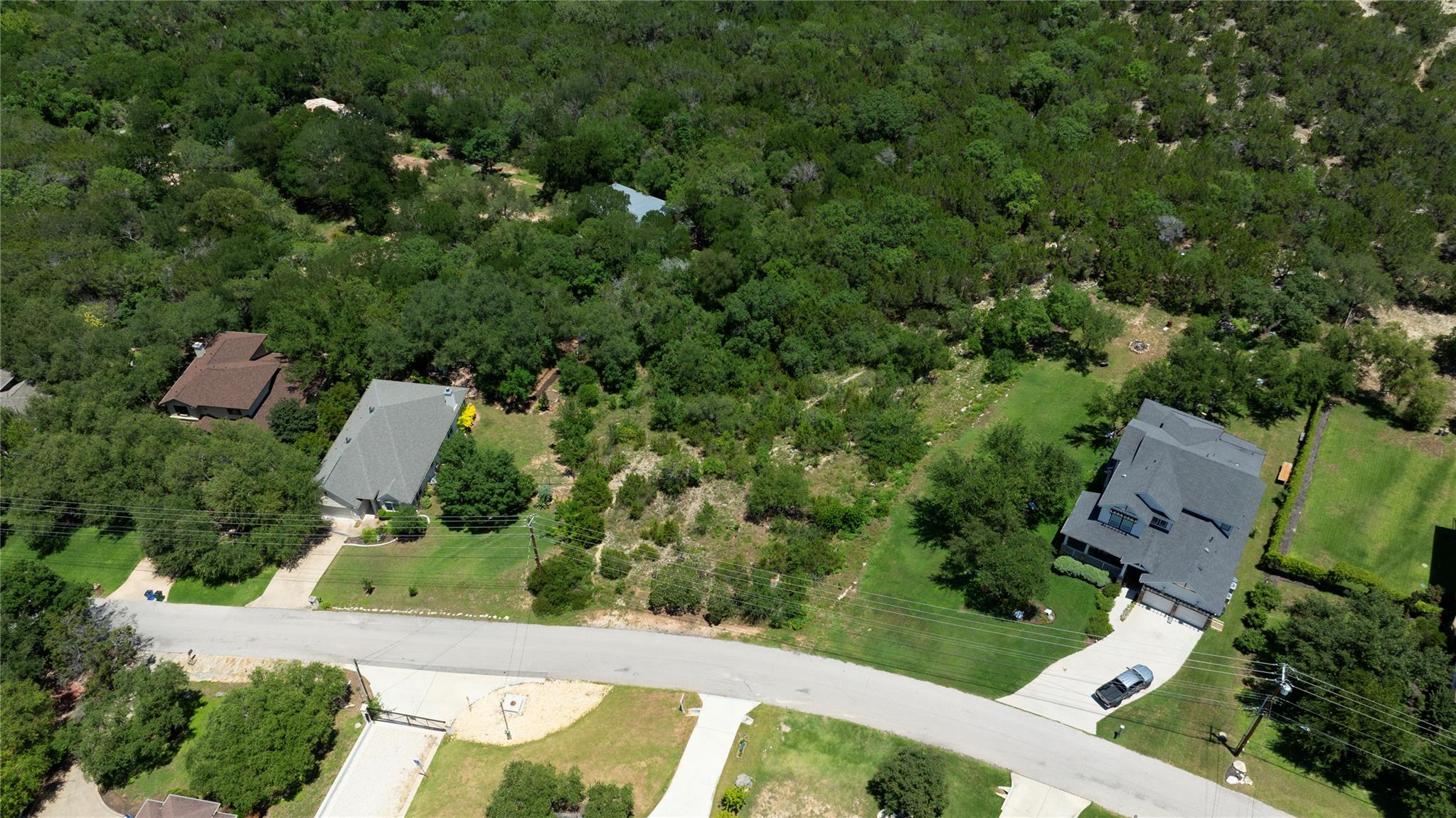 An aerial perspective reveals a prime residential