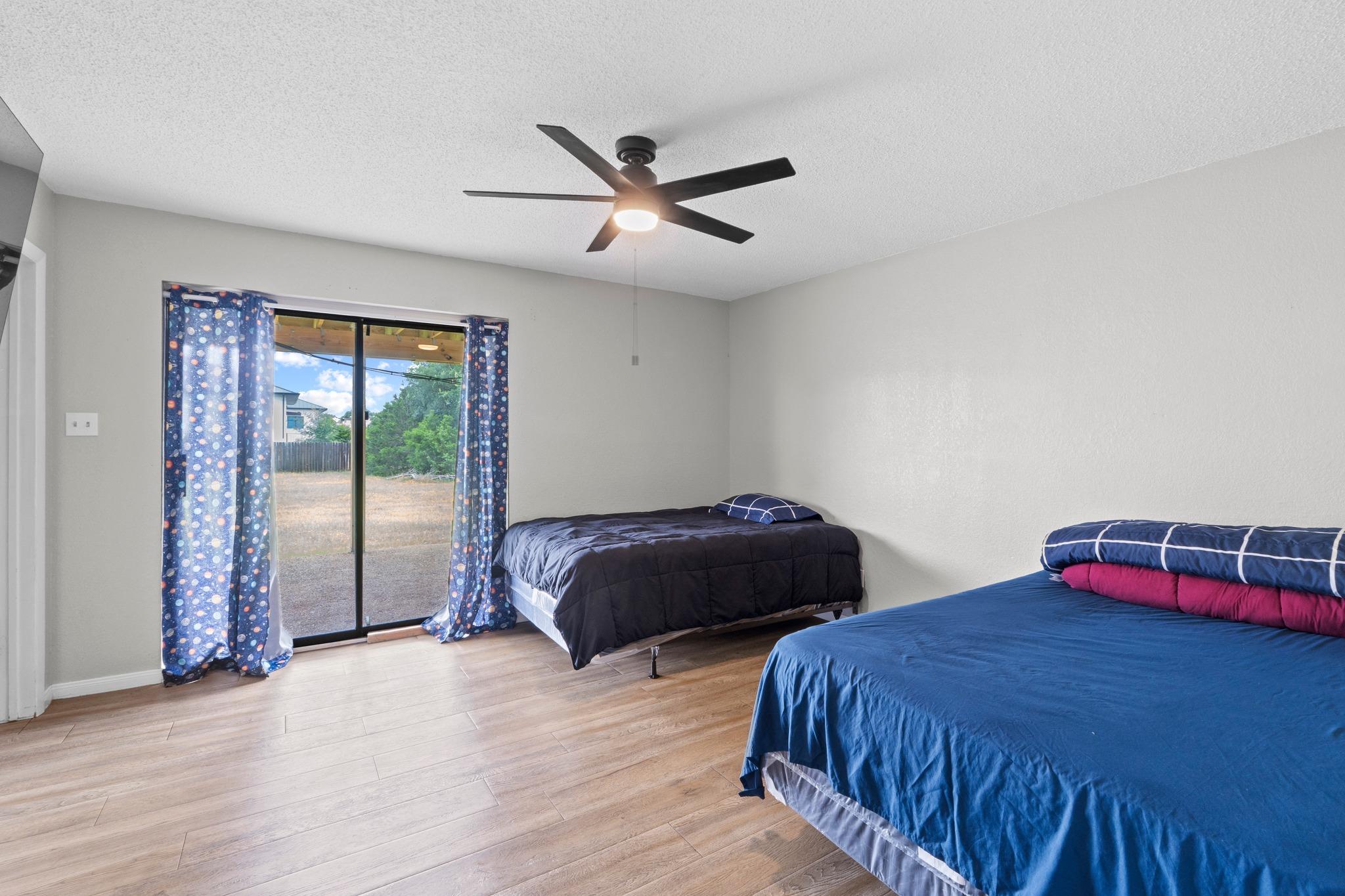 Sliding doors invite outdoor views and abundant l