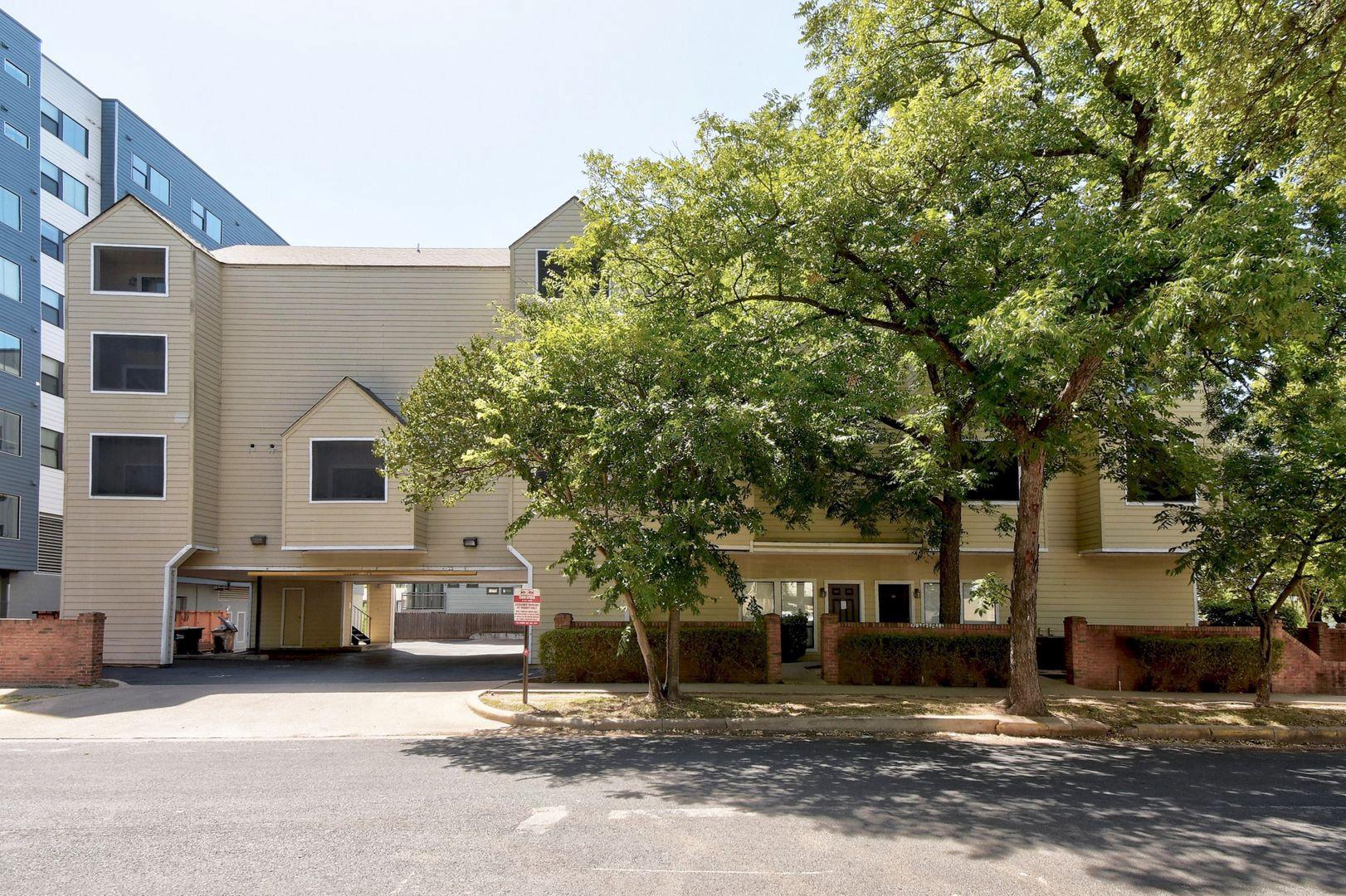A striking contemporary facade with ample parking