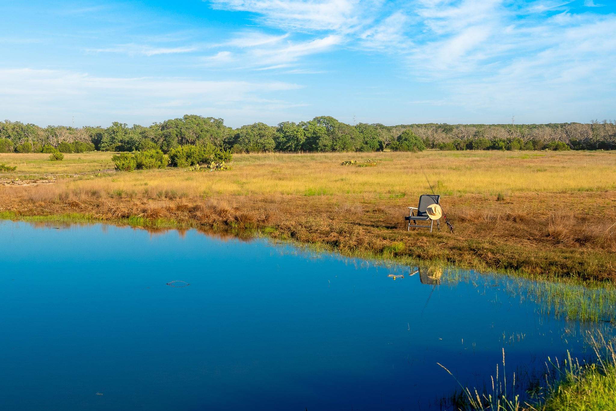 Natural landscape with a serene pond, expansive m