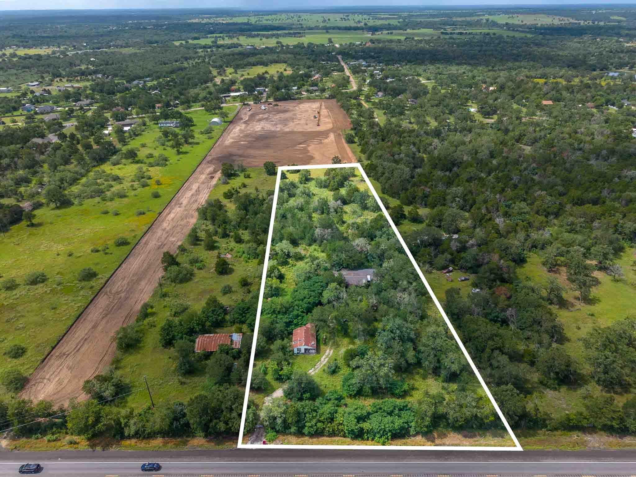 An aerial perspective reveals a vast parcel of la