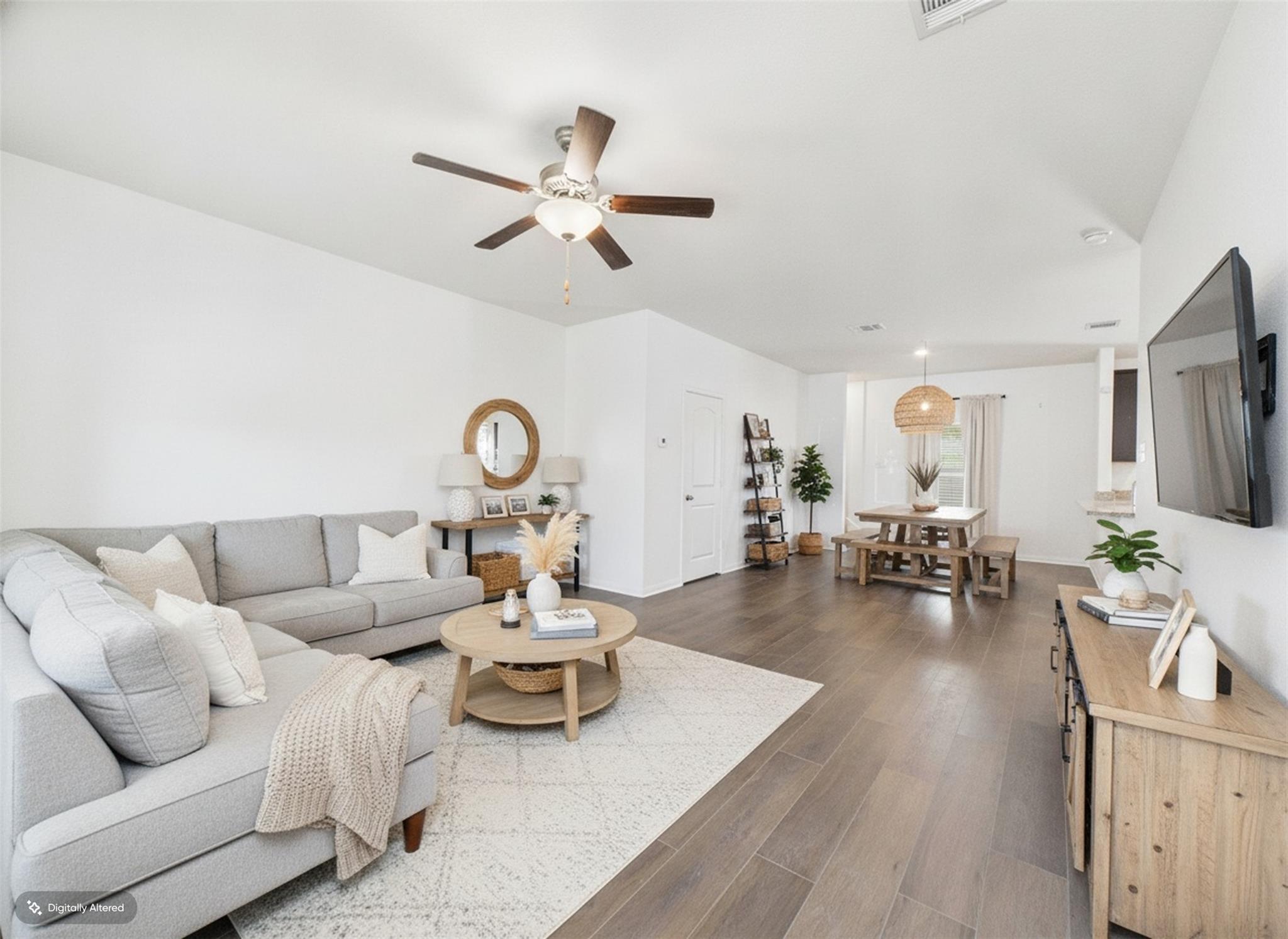 An open-concept living area with abundant natural