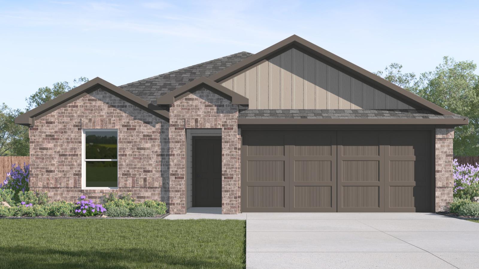 A classic brick exterior blends with modern sidin