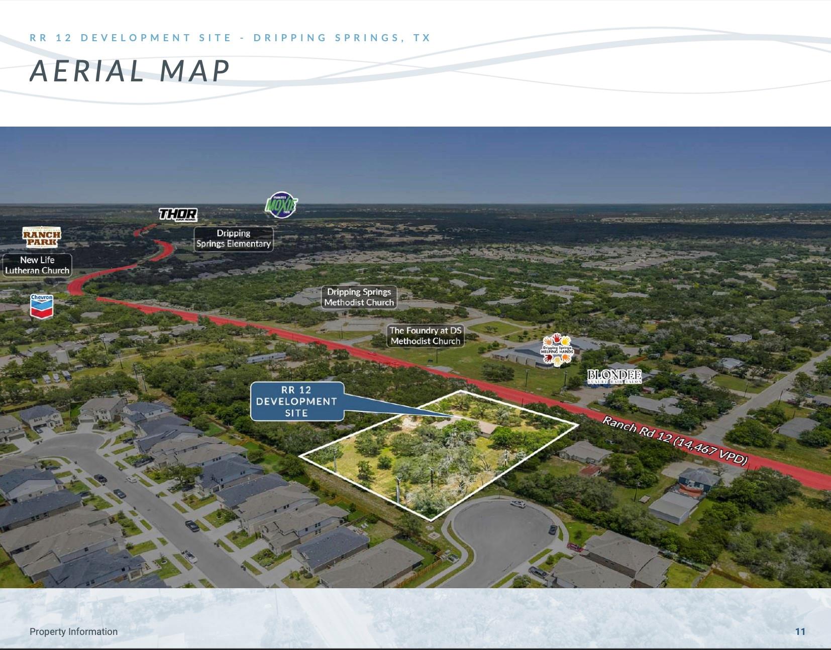 An overhead perspective highlights a prime develo