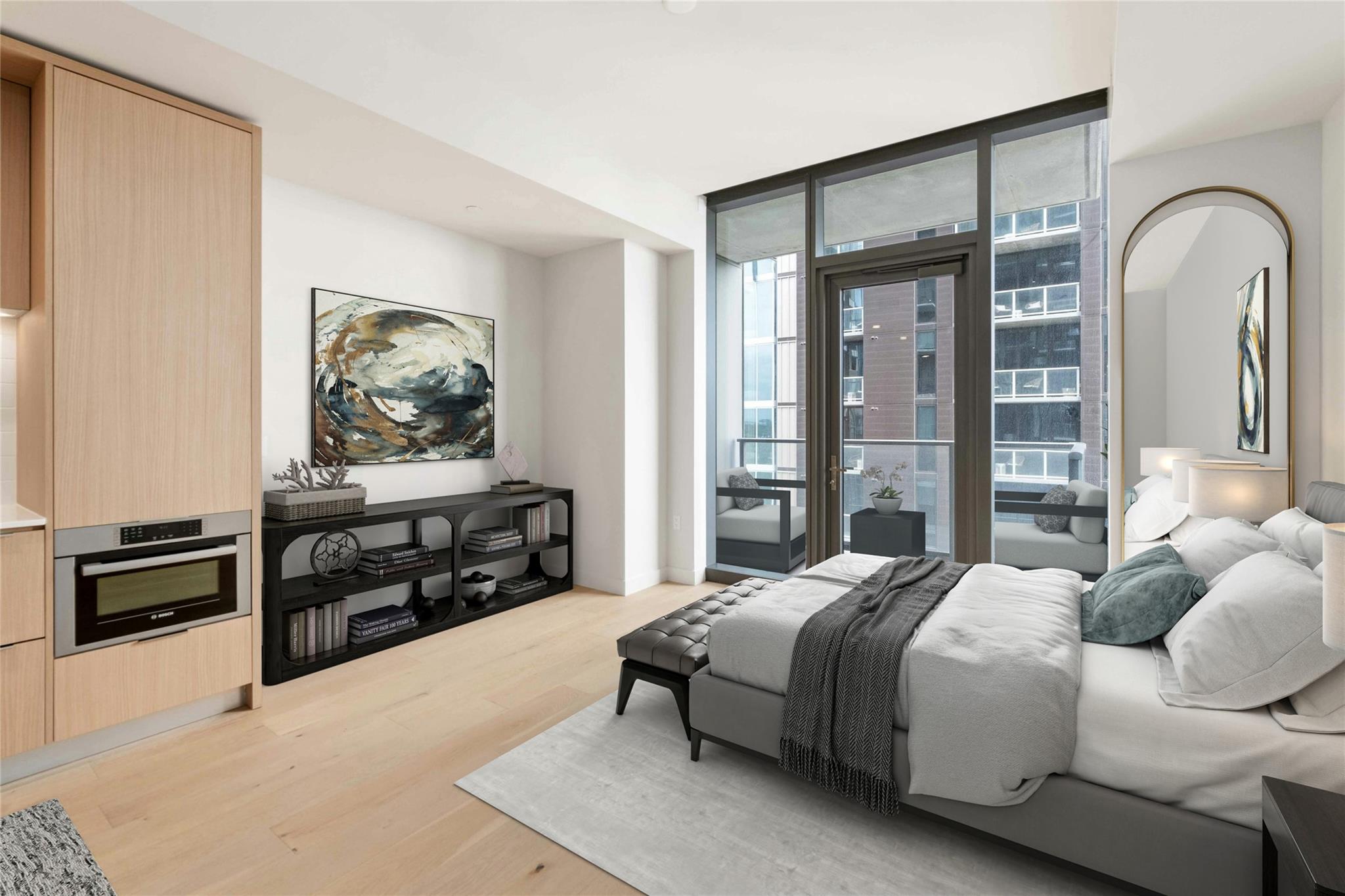 City views and a private balcony elevate this bed