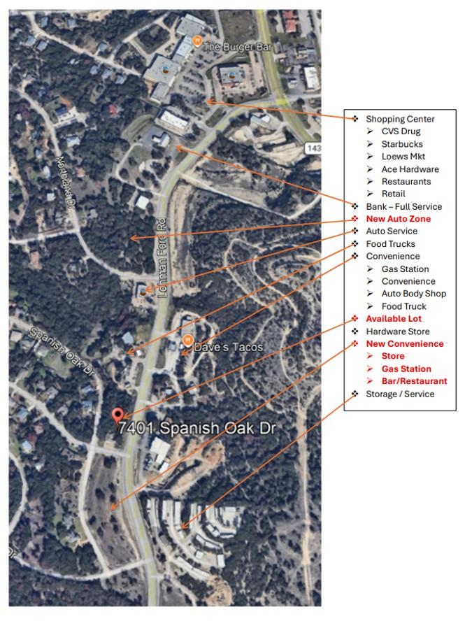 Satellite view highlighting a prime lot at 7401 S