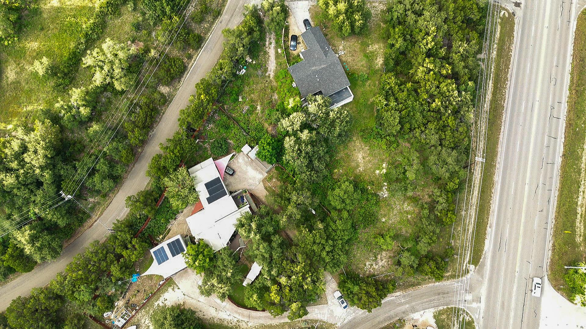 An aerial perspective showcases a property's plac