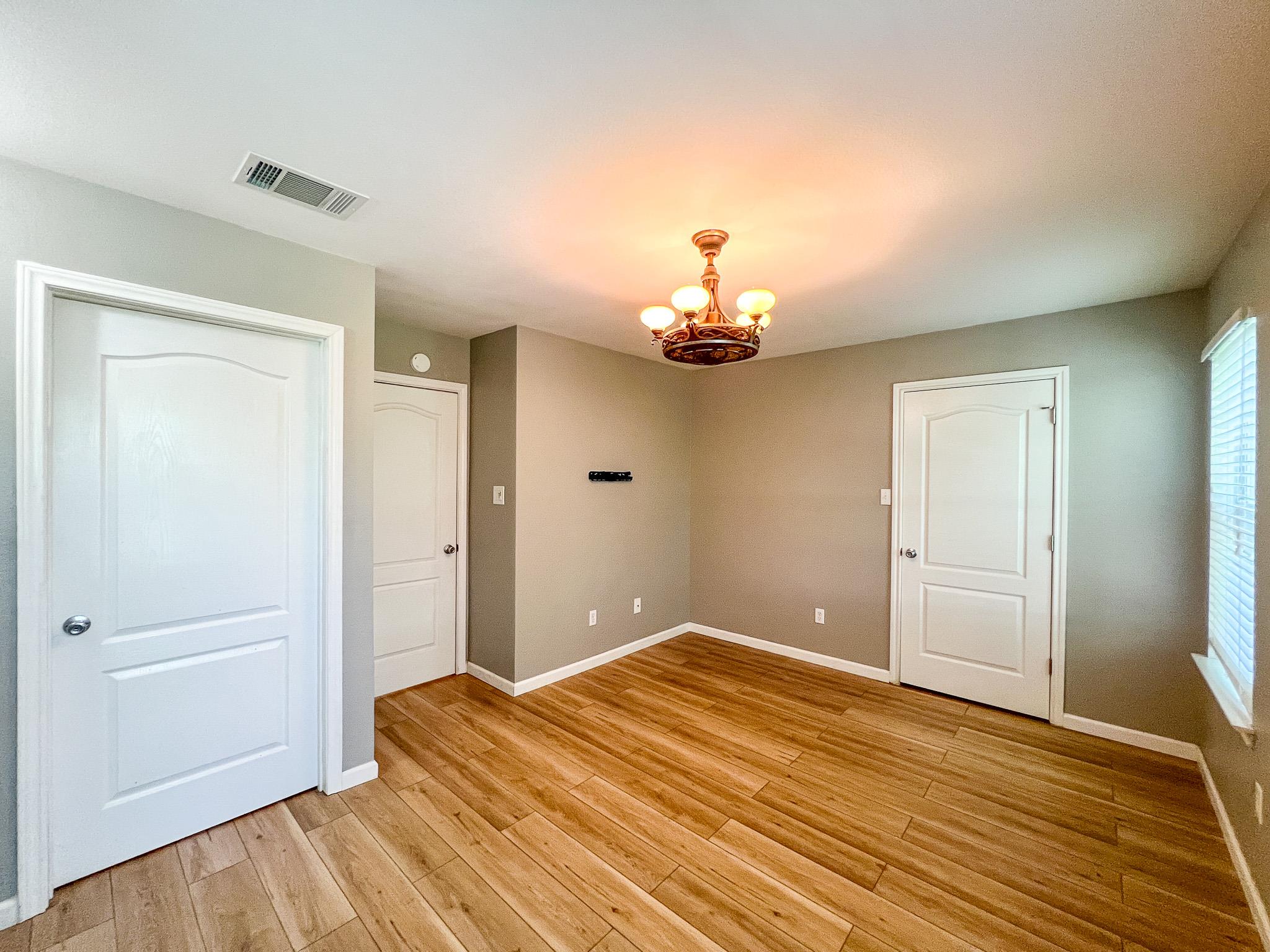 Natural light illuminates this versatile room wit