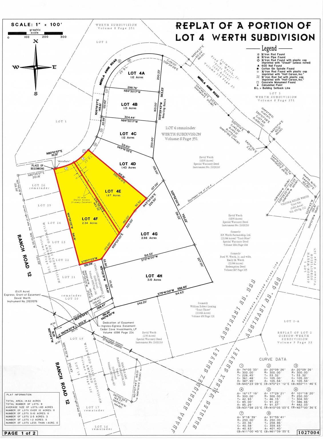 This detailed plat map outlines Lot 4 of the Wert