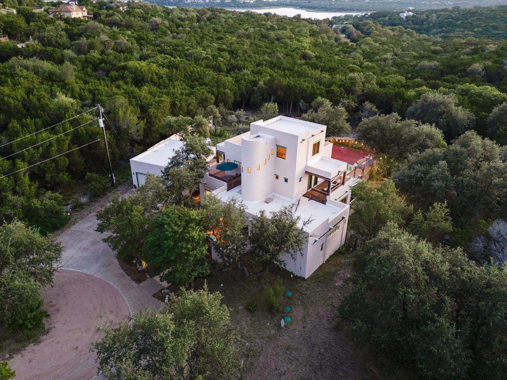 Perched amidst a verdant landscape, this striking