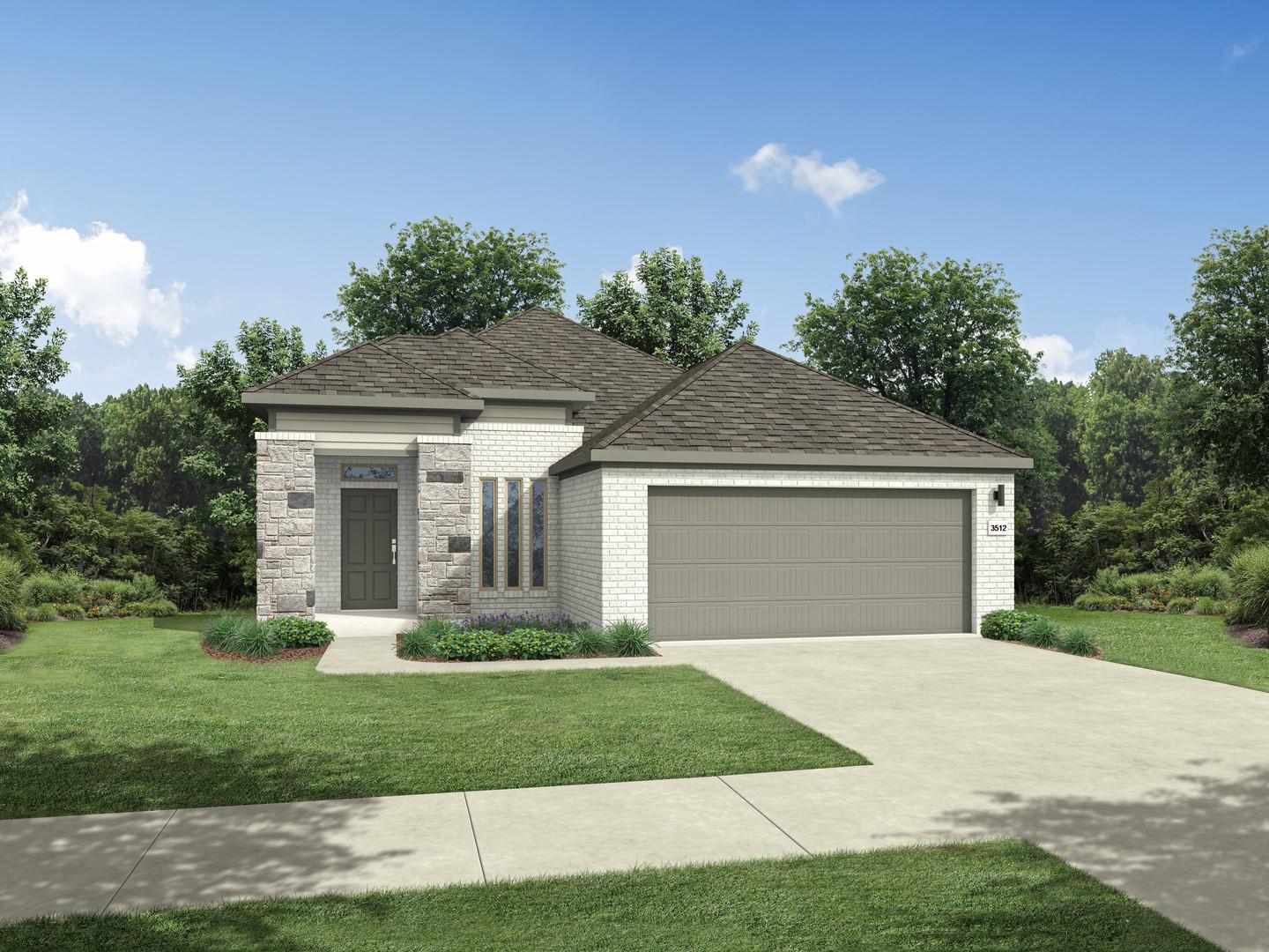 A welcoming front entry showcases mixed materials