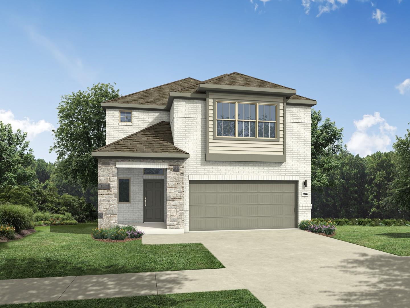 A charming exterior showcasing a blend of brick a