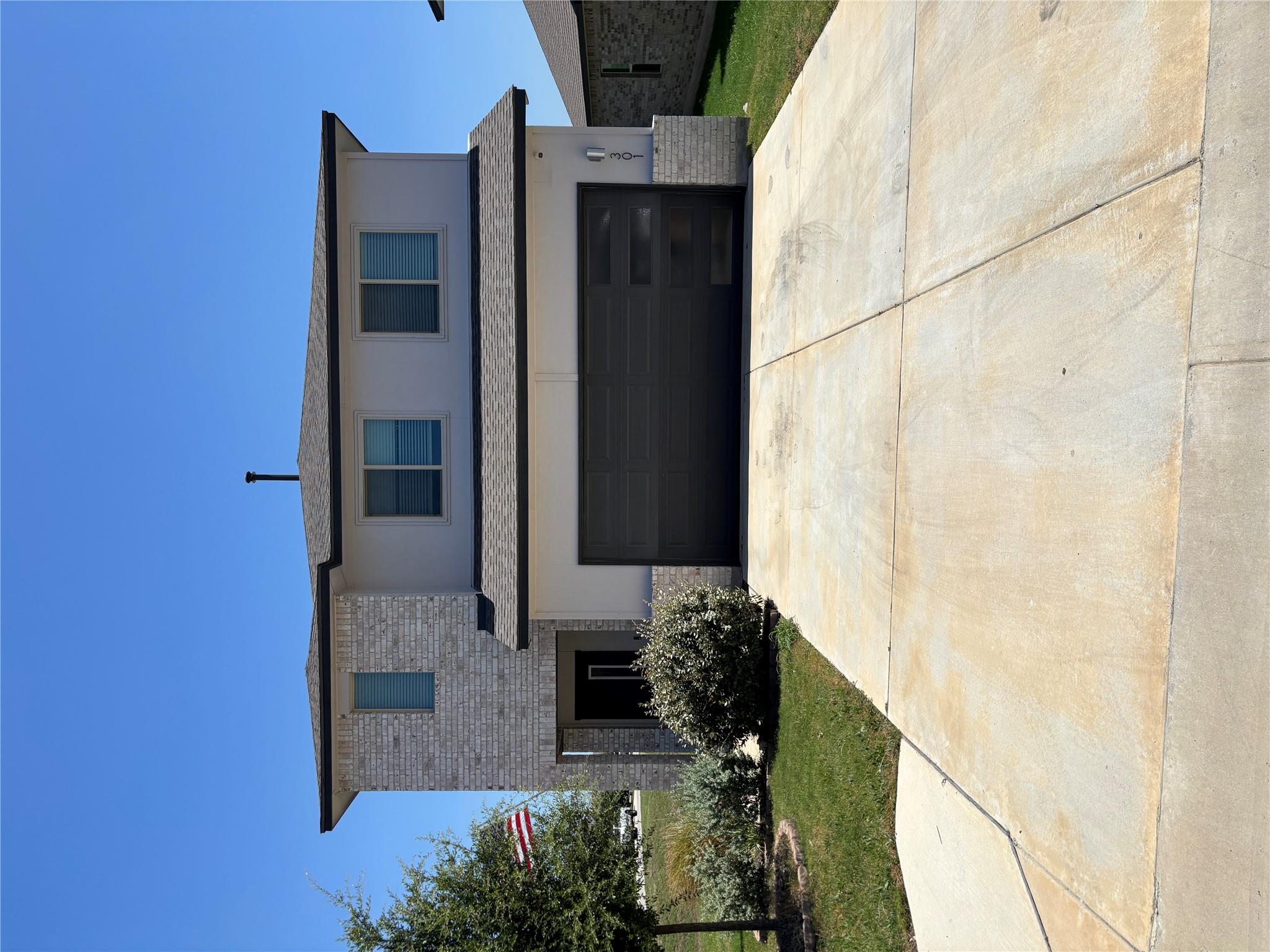 Modern facade with sleek lines and an integrated 