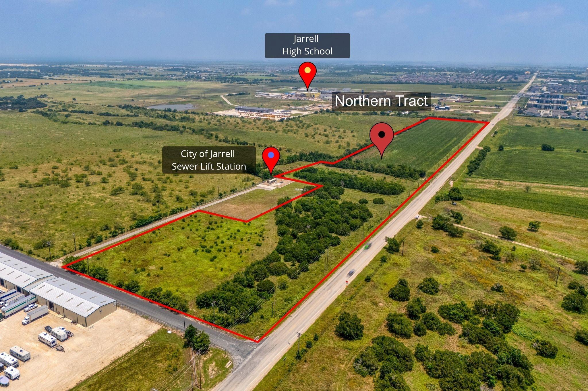 Aerial view showcasing a sprawling landscape with