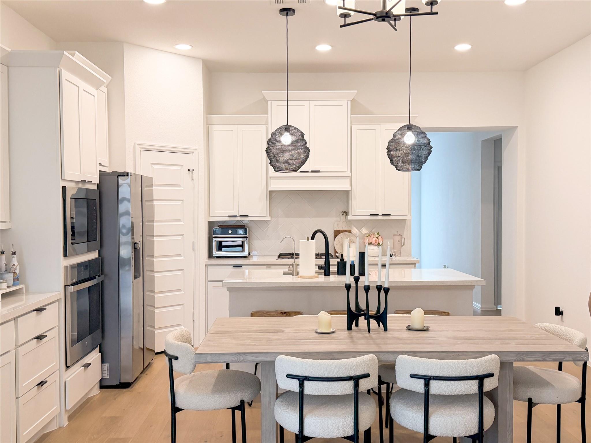 A pristine culinary space with recessed lighting 