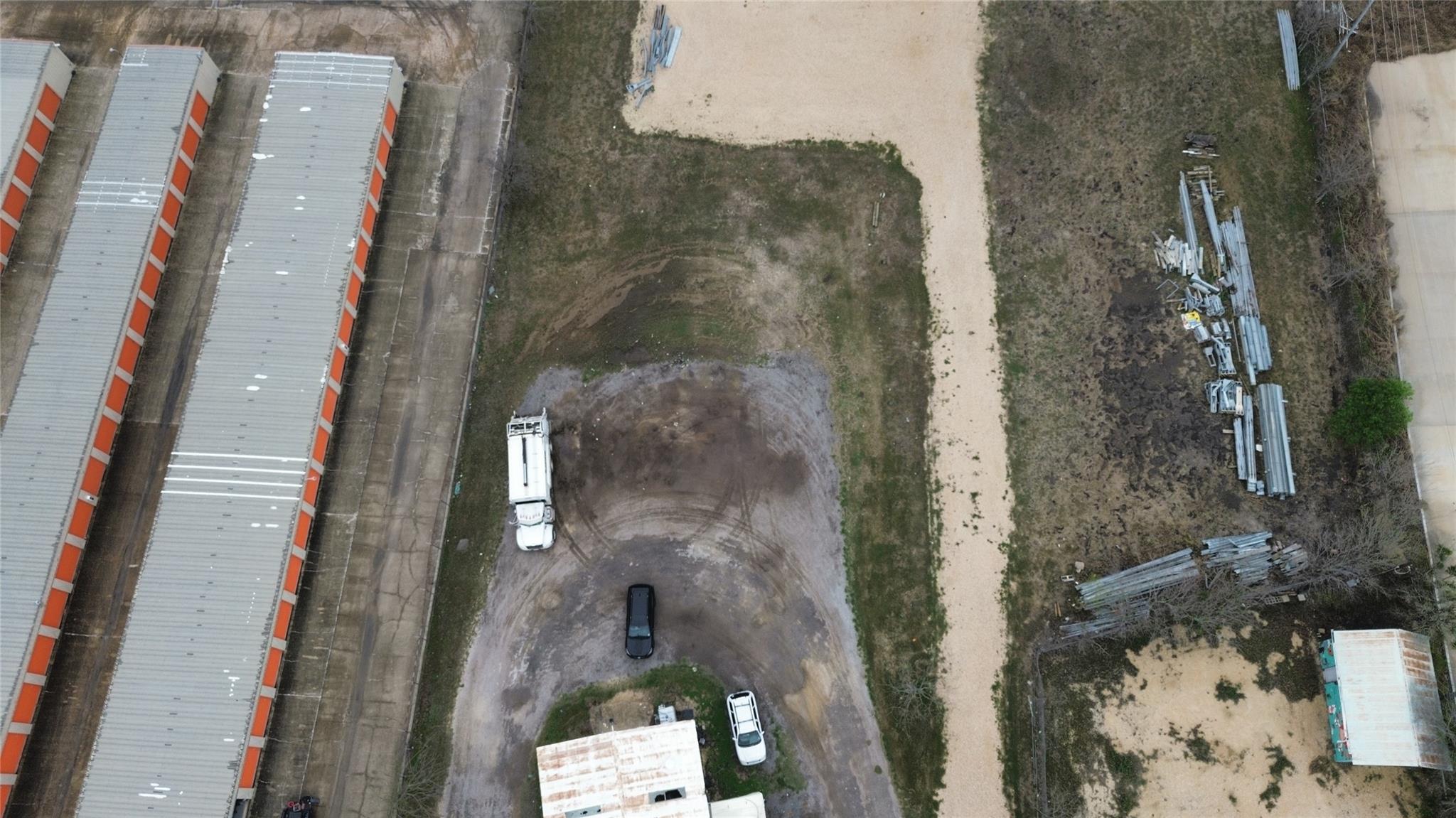 An aerial view revealing extensive storage facili