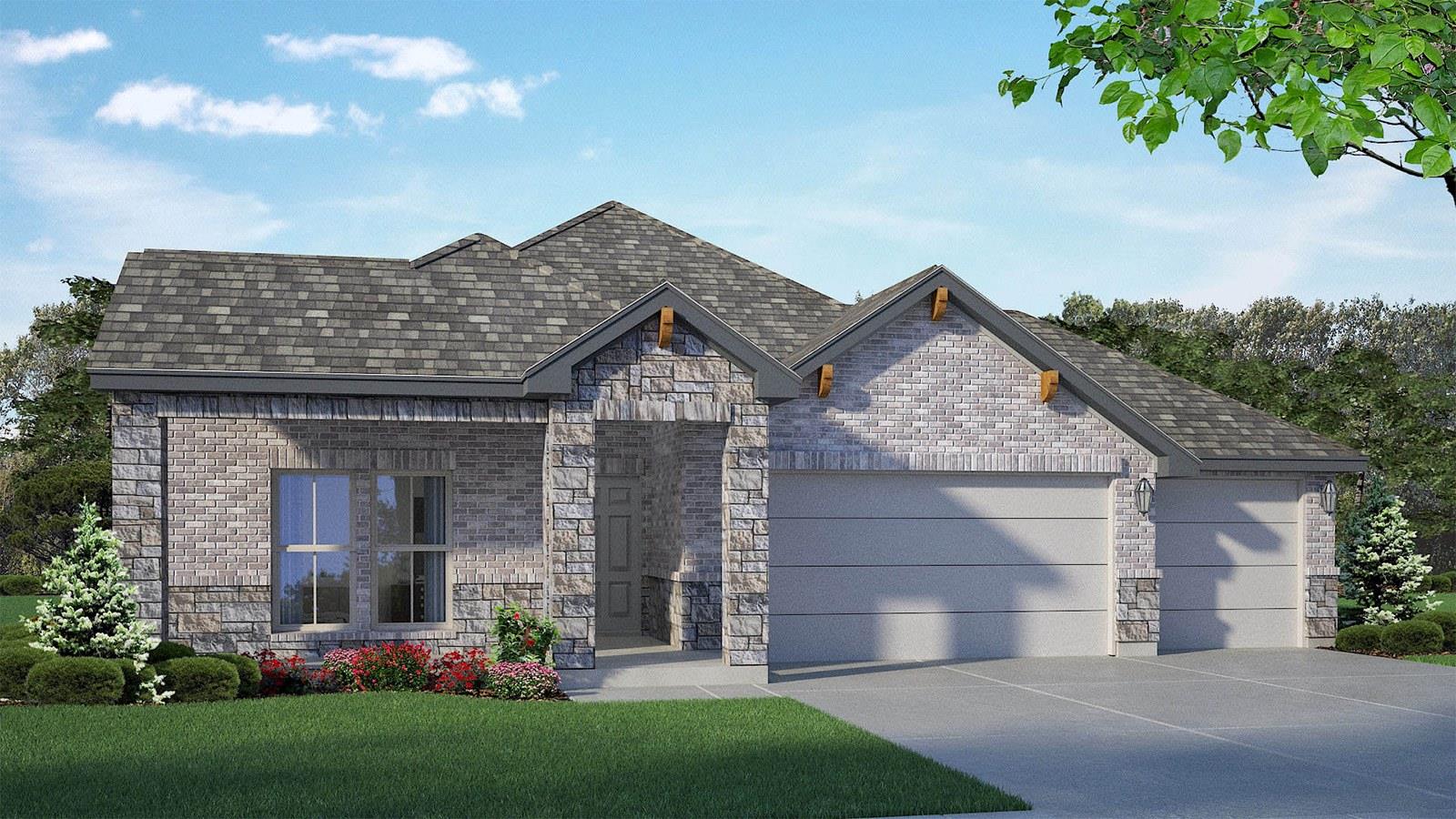 A blend of brick and stone creates an inviting cu