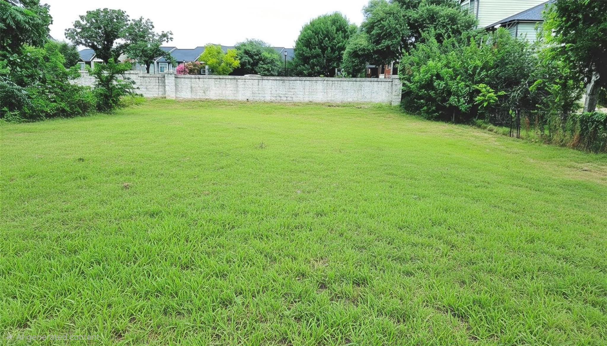 Green expanse perfect for building, bordered by m