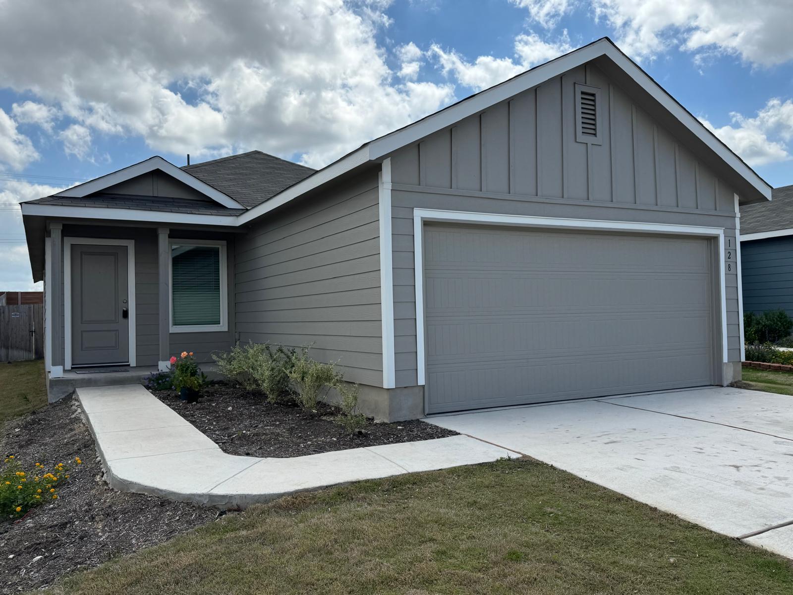 Clean lines define this contemporary facade with 