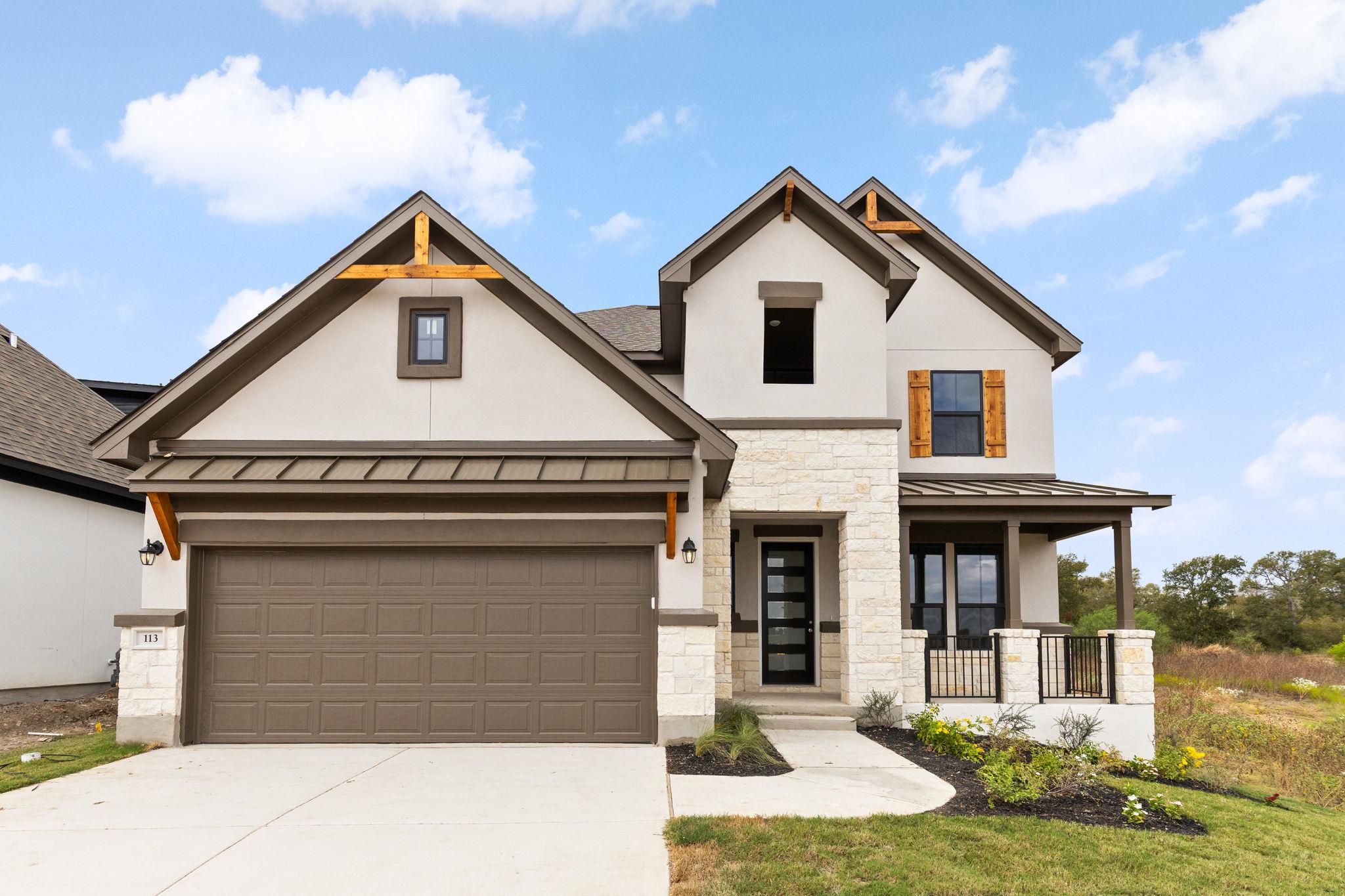 Striking architectural gables and stone accents d