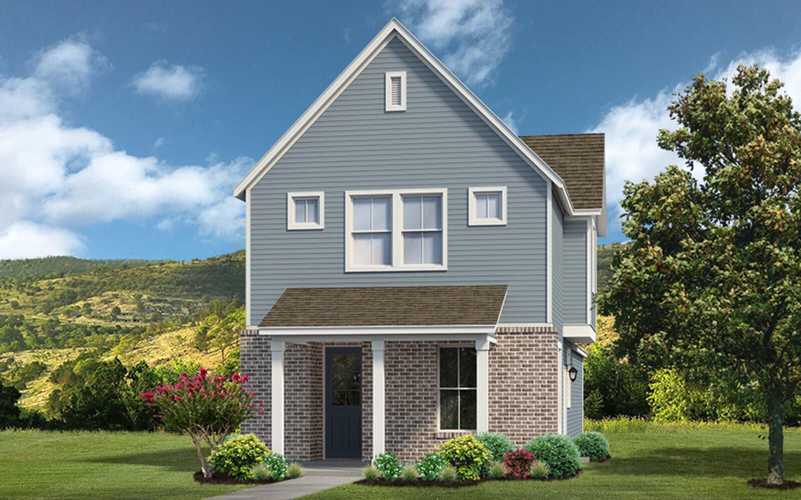 A charming façade with brick and siding offers in