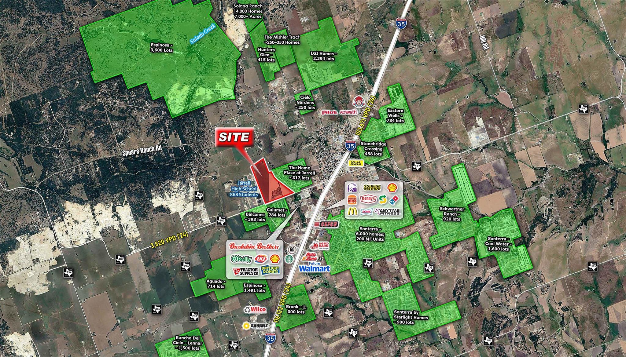 An aerial map highlights a prime real estate site