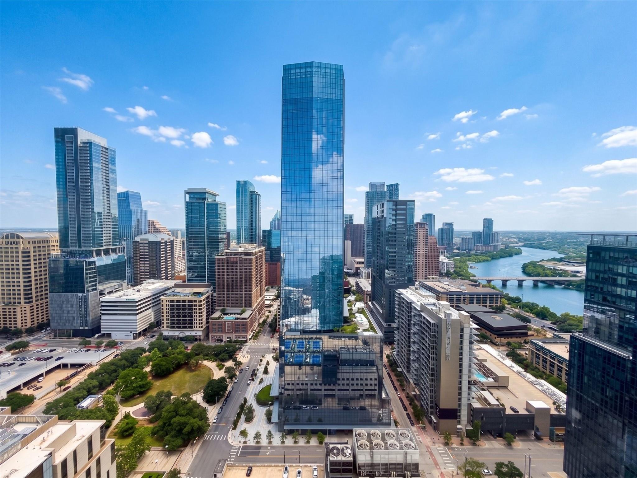 A dynamic aerial perspective showcases a bustling
