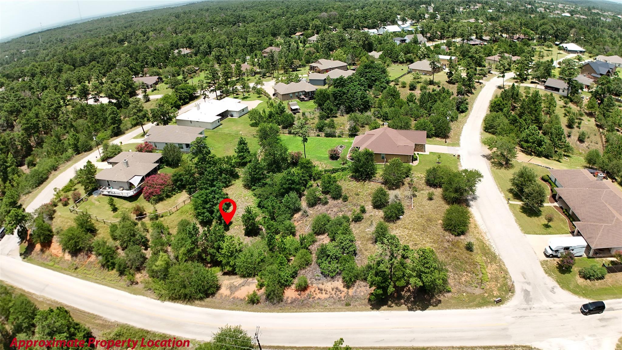 An aerial perspective showcases a residential are