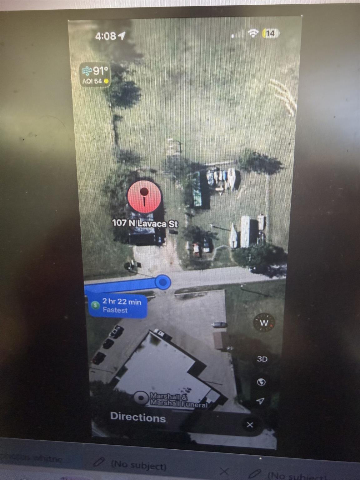 An aerial perspective reveals a prime lot at 107 