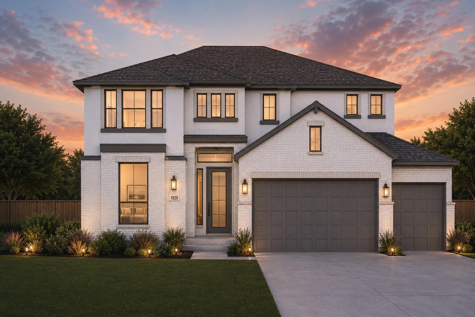 A striking modern facade with contrasting brick a