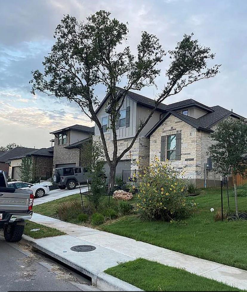 A striking modern home with mixed materials and a