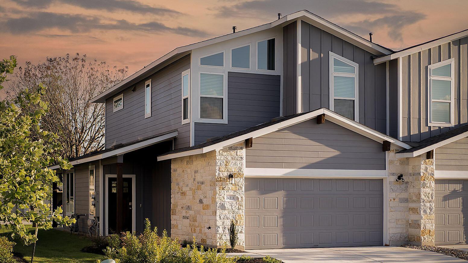 Modern architecture with a stone veneer accent an