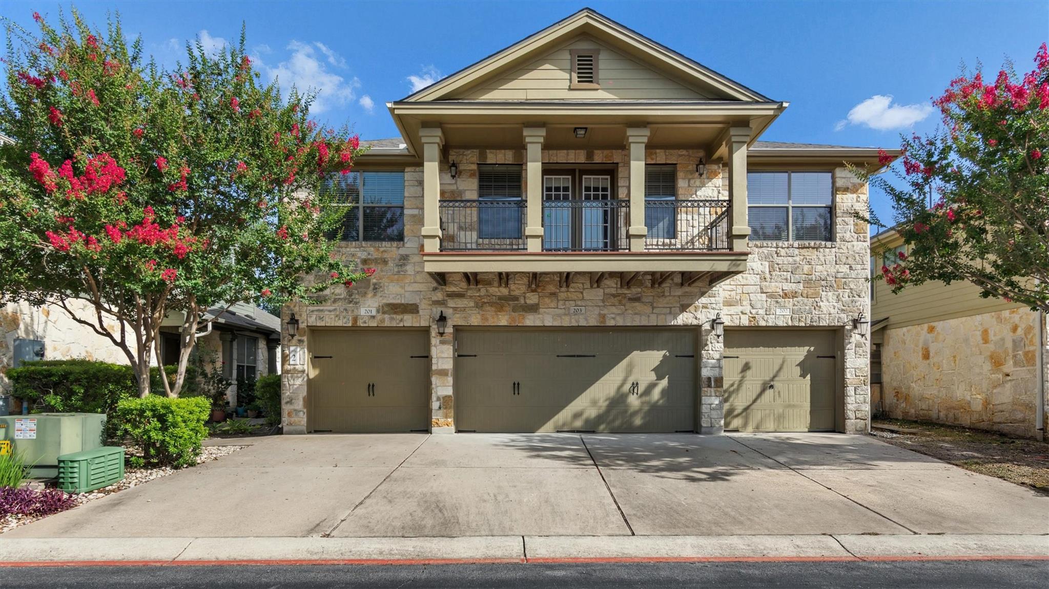 An attractive stone-clad exterior with a welcomin